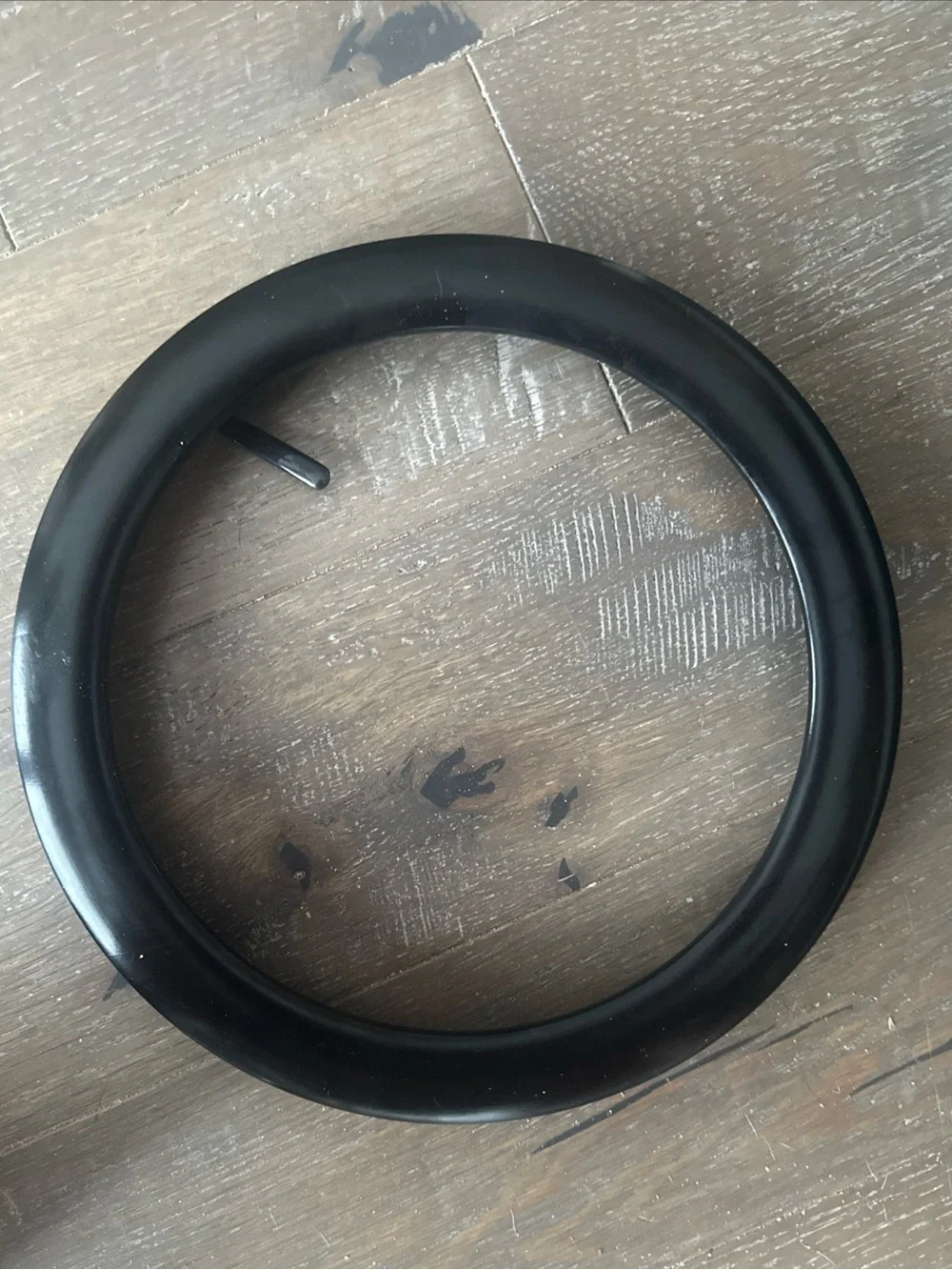 Vintage Round Wood BLACK Plate Frame Gold Trim Fits 8.5 Plate G